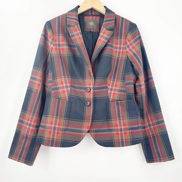 OUTBACK RED Blazer Jacket Plaid Prep Academia Business Casual Office Work Large - Picture 1 of 12